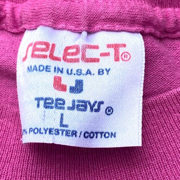 Vintage 90s Single Stitch Graphic Hi Ya'll NC T-Shirt Made in USA Size L Pink - Picture 6 of 15